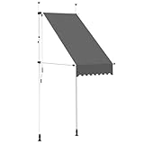 vidaXL Markise Einziehbar Handbetrieben Wasserabweisend Klemmmarkise Balkonmarkise Sonnenschutz Terrasse Balkon Garten 100cm Anthrazit