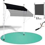 Strattore Klemmmarkise/Balkonmarkise 350 x 120 cm Sonnenschutz Markise - ohne Bohren - Manuell einziehbar - Anthrazit
