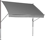 Angerer Klemmmarkise Style mit Handkurbel, Terrasse/Balkon, einfache Montage ohne Bohren, Made in Germany, hochwertiger Stoff, UV-beständig, höhenverstellbar, wasserabweisend, 300 cm Hellgrau