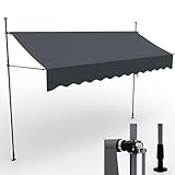 ONBEST Klemmmarkise aufrollbar in 3 Größen – 200/300 / 400 cm breit – Balkonmarkise ohne Bohren für Balkon & Terrasse – Handkurbel – Sonnenschutz, Regenschutz & Sichtschutz (Anthrazit, 4m x 1,2m)