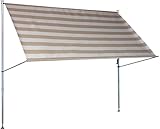 Angerer Klemmmarkise Premium mit Handkurbel, Terrasse/Balkon, Montage ohne Bohren, Made in Germany, hochwertiger Stoff, UV-beständig, höhenverstellbar, wasserabweisend, 300 cm Streifen Taupe