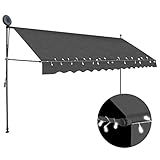 vidaXL Markise Einziehbar Handbetrieben mit LED Wasserabweisend Klemmmarkise Balkonmarkise Sonnenschutz Terrasse Balkon Garten 350cm Anthrazit