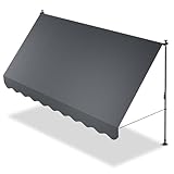 Juskys Klemmmarkise Kapstadt 350x120 cm - Höhenverstellbar & UV-beständig - Balkon & Terrasse - Wetterfest & Sichtschutz - Terrassenüberdachung Grau