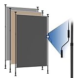 HOMEDEMO Senkrechtmarkise Außen, Vertikalmarkise ohne Bohren, Balkonrollo mit Handkurbel, Sichtschutz Sonnenschutz Windschutz, Balkon & Garten, 150 x (210-300) cm, Stoffbreite 135 cm, Anthrazit