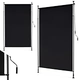 RELAX4LIFE Klemmmarkise Senkrechtmarkise 150 x (220-310) cm, Höhenverstellbar, Vertikalmarkise mit Handkurbel ohne Bohren, für Terrasse Balkon Garten, Sichtschutz, Ausziehbar & Blickdicht