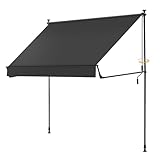 BellMax Klemmmarkise Markise Balkon ohne Bohren, 400 cm x (125 + 25 cm) Anthrazit, Balkonmarkise mit Handkurbel, Faltbarem Seitenarm, UV-Schutz, Wasserdicht & Höhenverstellbar