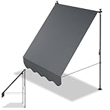 Juskys Sonnenschutz Klemmmarkise Balkon Fenster, Terrasse (150 x 120 cm - Grau) - Markise, Regenschutz, Fenstermarkise Wetterfest & Sichtschutz - Kapstadt