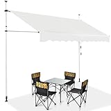 RELAX4LIFE Klemmmarkise 350 cm breit, Markise Balkon ohne Bohren, Höhenverstellbare Balkonmarkise mit Handkurbel, Sonnenschutz für Terrasse Balkon Veranda (350x175cm, Beige)