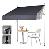 HOMEDEMO Klemmmarkise Markise Balkon ohne Bohren, 400cm x (120-150) cm Anthrazit, Upgrade Patent mit Verlängerten Einziehbaren Seitenstangen, UV-beständig Balkonmarkise höhenverstellbar Sonnenschutz