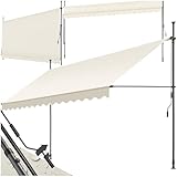 tectake Klemmmarkise mit Handkurbel, Balkon Markise ohne Bohren, Markise höhenverstellbar, UV-beständig, wasserabweisend, Terrassenüberdachung, Sonnenschutz Terrasse & Balkon, Breite 400 cm - beige