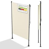 Juskys Senkrechtmarkise Barbados 120x310 cm - Balkon Sichtschutz wetterfest - Ausziehbare Seitenmarkise ohne Bohren für Garten und Balkon - Beige
