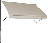 Angerer Klemmmarkise Style mit Handkurbel, Terrasse/Balkon, einfache Montage ohne Bohren, Made in Germany, hochwertiger Stoff, UV-beständig, höhenverstellbar, wasserabweisend, 250 cm Beige