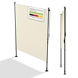 Juskys Senkrechtmarkise Barbados 150x310 cm - Balkon Sichtschutz wetterfest - Ausziehbare Seitenmarkise ohne Bohren für Garten und Balkon - Beige