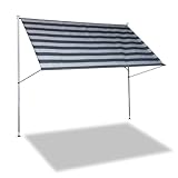 Angerer Freizeitmöbel GmbH Klemmmarkise Premium - Markise für Sonnenschutz - Montage ohne Bohren und Dübeln - ideale Balkonmarkise für Mietwohnungen (dunkelgrau gestreift, 300 cm)