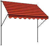 Angerer Klemmmarkise Exklusiv mit Handkurbel, Terrasse/Balkon, einfache Montage ohne Bohren, Made in Germany, hochwertiger Stoff, UV-beständig, höhenverstellbar, wasserabweisend, 250 cm Braun-Orange