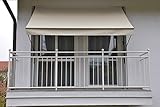 Angerer Klemmmarkise Style mit Handkurbel, Terrasse/Balkon, einfache Montage ohne Bohren, Made in Germany, hochwertiger Stoff, UV-beständig, höhenverstellbar, wasserabweisend, 350 cm Sand