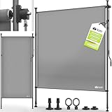 tillvex Klemmmarkise Senkrechtmarkise 100x310cm Grau mit Handkurbel ohne Bohren | Sichtschutz Ausziehbar & Blickdicht | Vertikalmarkise Balkon Terrasse Garten | Sichtschutzrollo Wetterfest