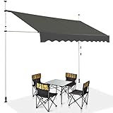 RELAX4LIFE Klemmmarkise 300 cm breit, Markise Balkon ohne Bohren, Höhenverstellbare Balkonmarkise mit Handkurbel, Sonnenschutz für Terrasse Balkon Veranda (300x175cm, Grau)