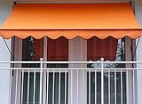 Angerer Freizeitmöbel GmbH Klemmmarkise Standard - Markise für Sonnenschutz - Montage ohne Bohren und Dübeln - ideale Balkonmarkise für Mietwohnungen (Orange, 150 cm)