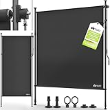 tillvex Klemmmarkise Senkrechtmarkise 120x310cm Anthrazit mit Handkurbel ohne Bohren | Sichtschutz Ausziehbar & Blickdicht | Vertikalmarkise Balkon Terrasse Garten | Sichtschutzrollo Wetterfest