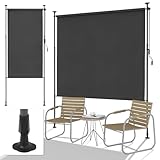 SMONTER Senkrechtmarkise außen Klemmmarkise 200(W) x228-316(H) cm Ausziehbar & Winddicht Vertikalmarkise mit Handkurbel Ohne Bohren für Balkon Terrasse und Garten Blickdicht & Wasserfest Anthrazit